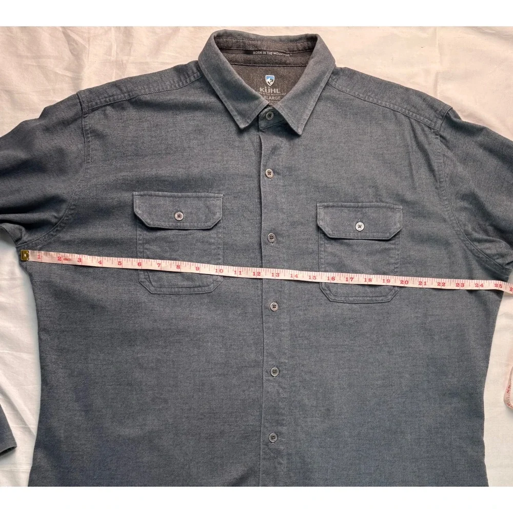 Kuhl Mens XL Charcoal Gray Cotton Tencel Long Sleeve Button Down Shirt Pockets